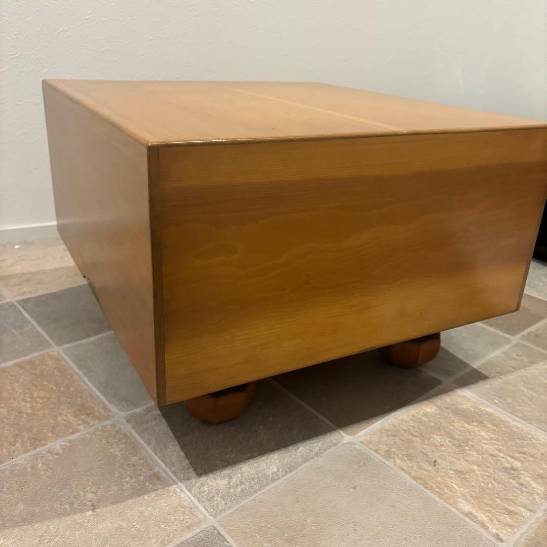 稀少！木製天然木 本榧 柾目 一枚物 脚付 碁盤 桐盤覆付厚21cm検囲碁本榧