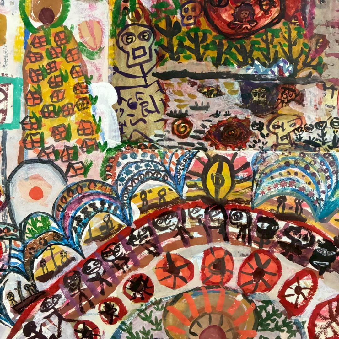 武内ヒロクニ「曼荼羅」水彩画 画廊シール有 額縁入り 現代美術 仏画