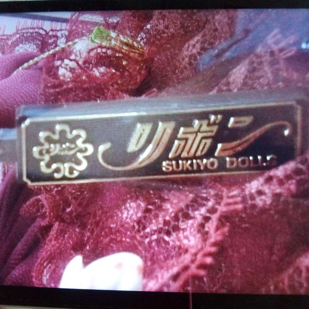 #昭和レトロワインレッドリボンドレス立体オブジェ人形