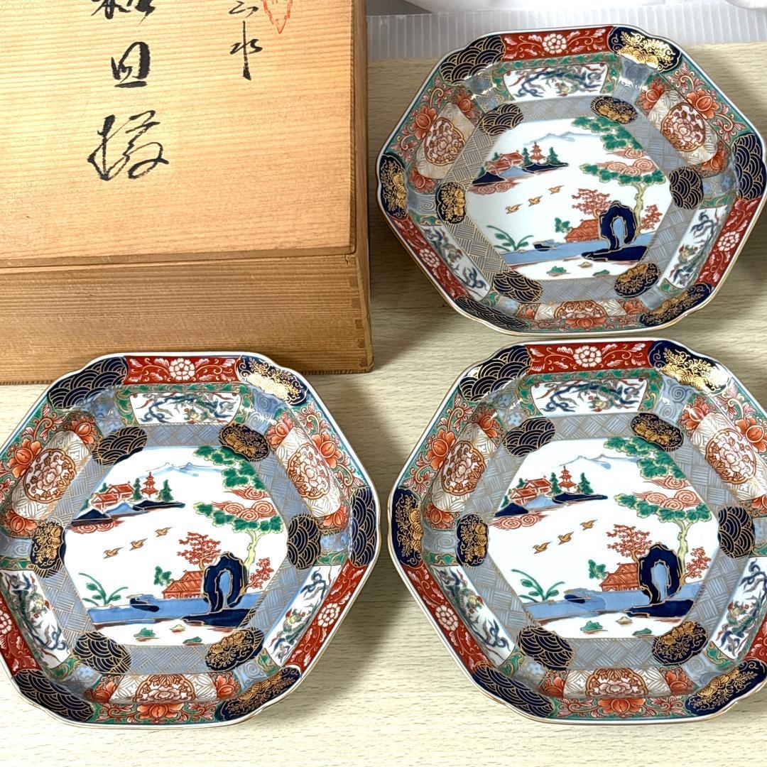 有田焼 六角皿 5枚 木箱付き