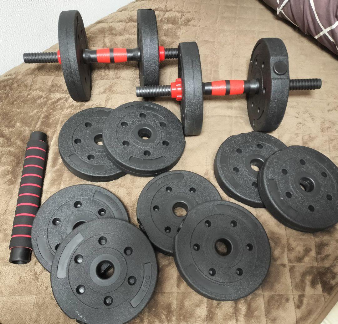 調整可能なダンベルセット（ゴム製プレート付き）