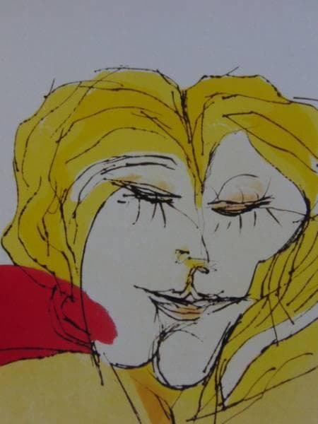 池田満寿夫、【黄桃】、豪華・希少画集画、新品高級額・額装付、状態良好