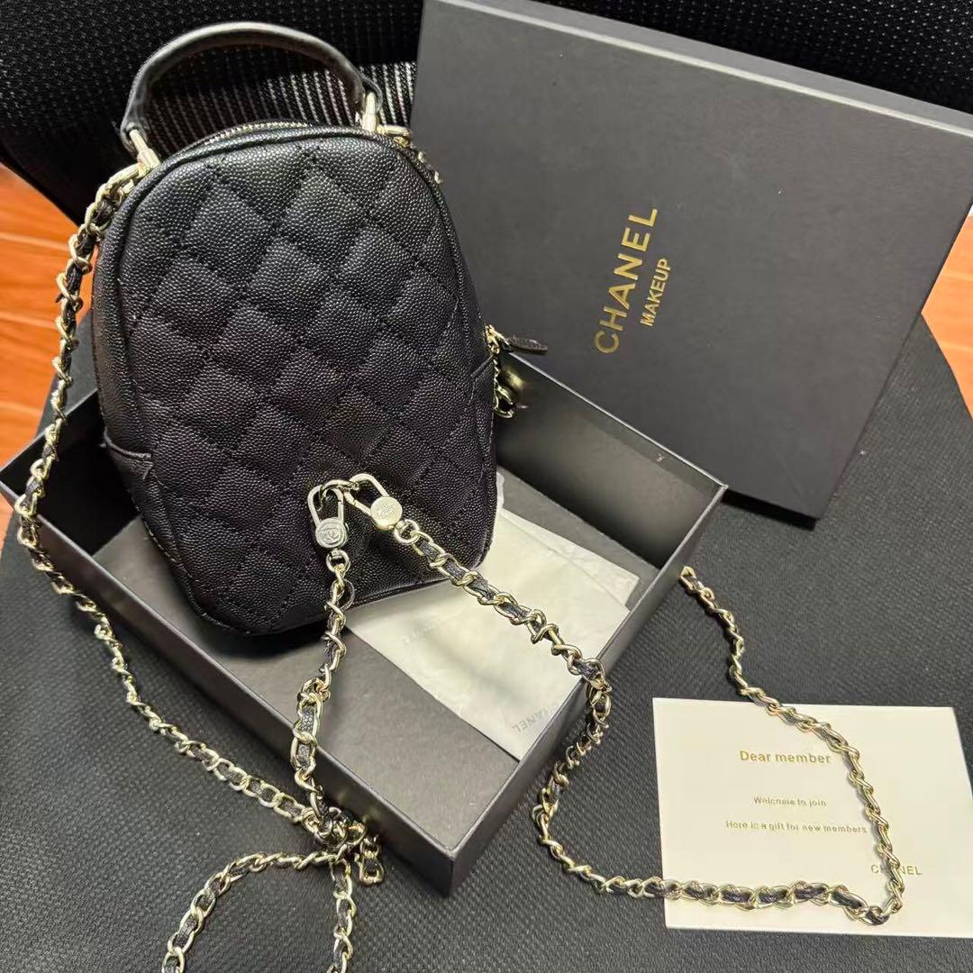 ノベルティ ブラック レザー キルティングバッグ ミニリュック