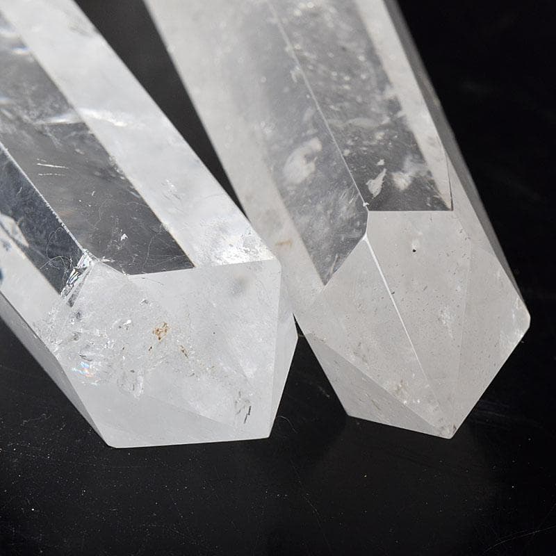 風水　縁起物　水晶　クリアクォーツ　台付　置物　2点まとめて　C　8196