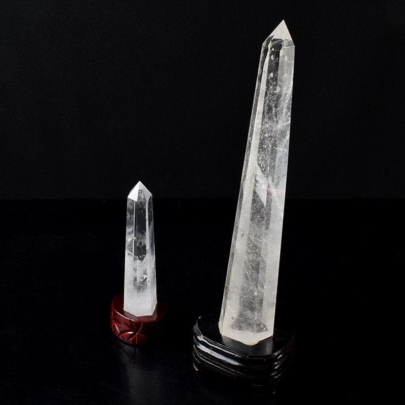 風水　縁起物　水晶　クリアクォーツ　台付　置物　2点まとめて　C　8196