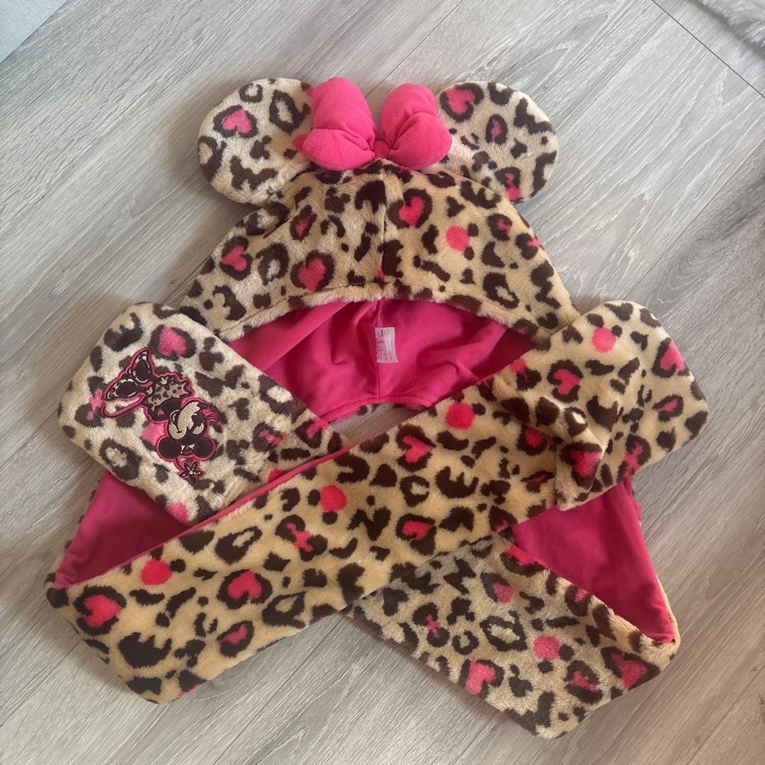 ミニー・マウス ヒョウ柄マフラーキャップ