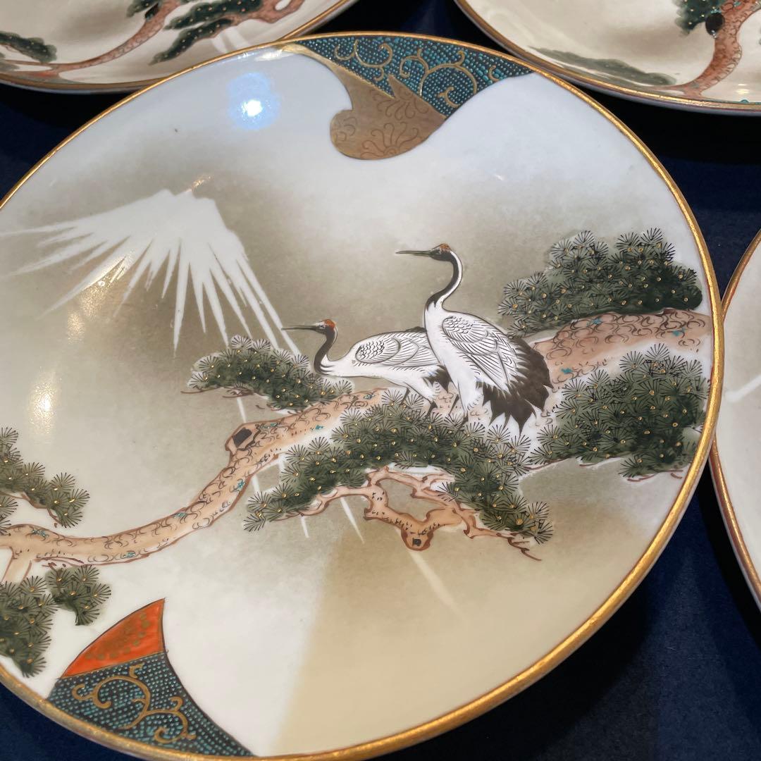 時代物『九谷焼』「八寸皿」五枚セット