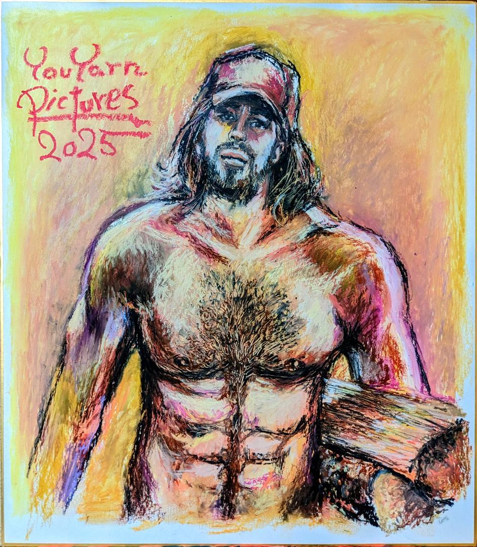 【色紙1点物】「孤高の狩人」■東京藝大卒画家■松崎祐哉■クレヨン真作・肉筆画