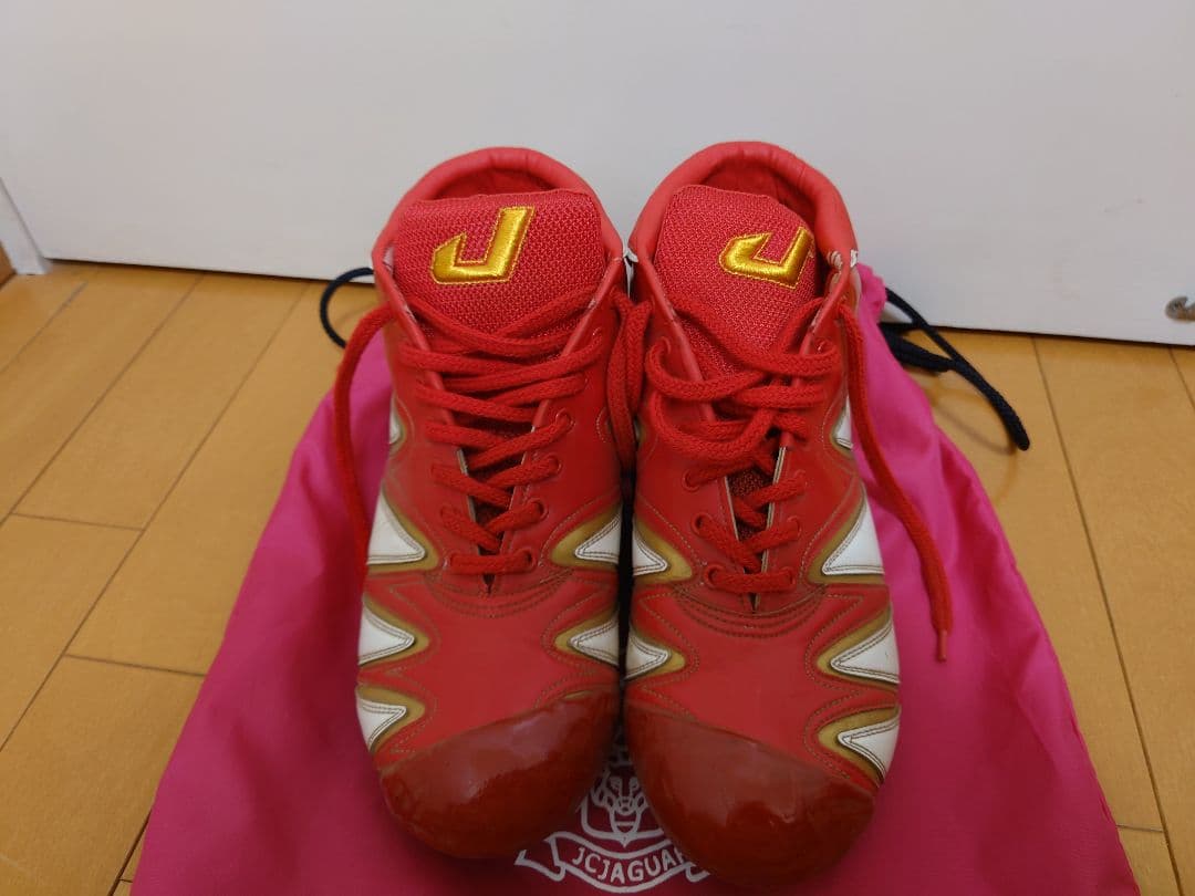ジャガーズ レッド ハイカット スパイク 両足タフトー加工 28cm