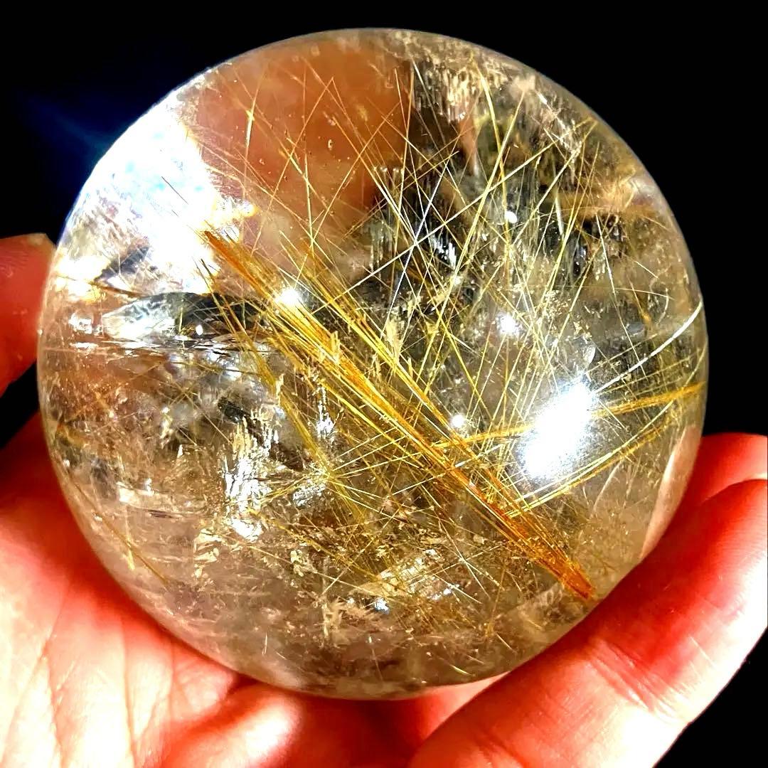 超大玉　65mm ゴールドルチルクォーツ　金針水晶　パワーストーン