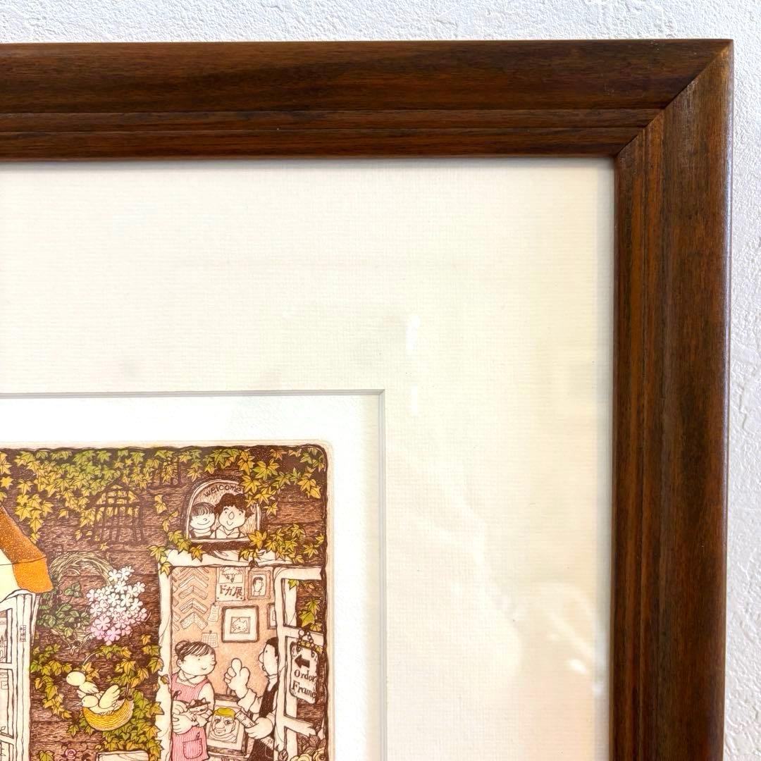 上砂理佳 開かれた大きな窓 エッチング サイン 犬 版画 絵画 インテリア