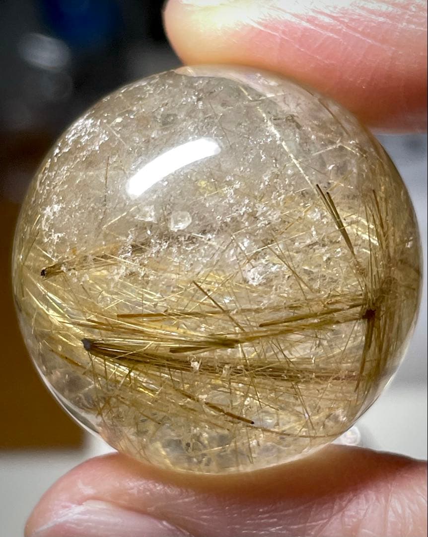 【ゴールドルチルクォーツ】丸玉●スフィア◆金運・仕事運◆天然石◆パワーストーン