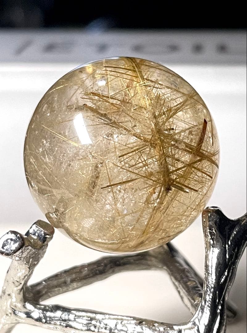 【ゴールドルチルクォーツ】丸玉●スフィア◆金運・仕事運◆天然石◆パワーストーン