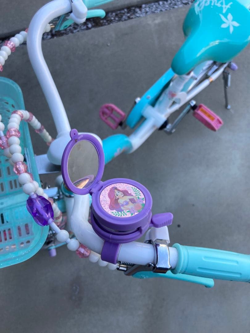水色　子供　自転車　Disneyアリエル