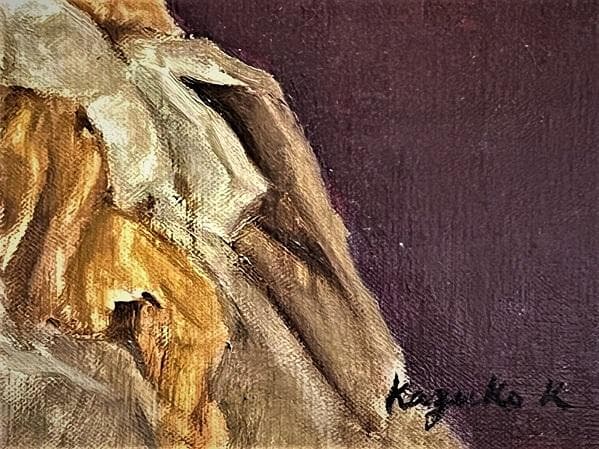 岸本和子　「人形」　大調和会　技巧的に実力がある油彩画　　Ｐ１０号