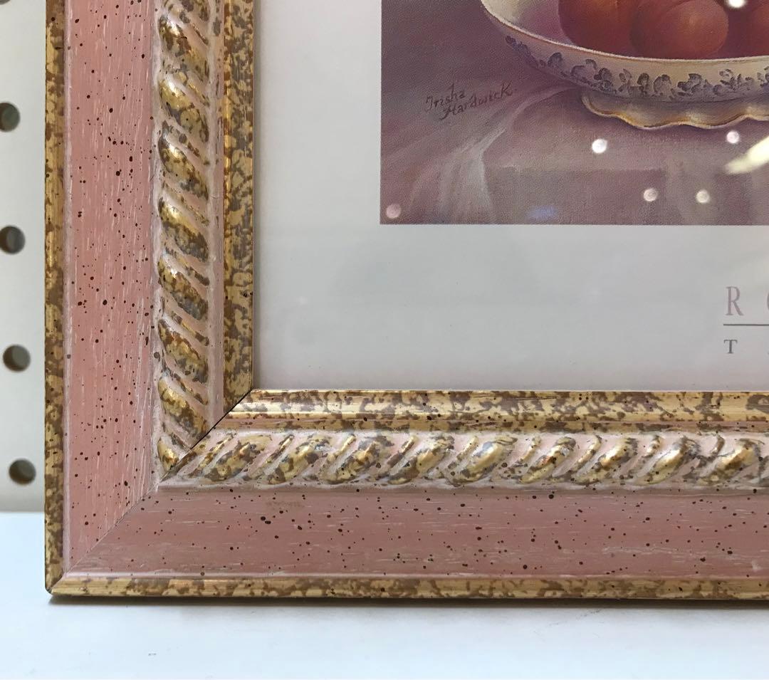 イタリア製　額絵　ピンクの薔薇