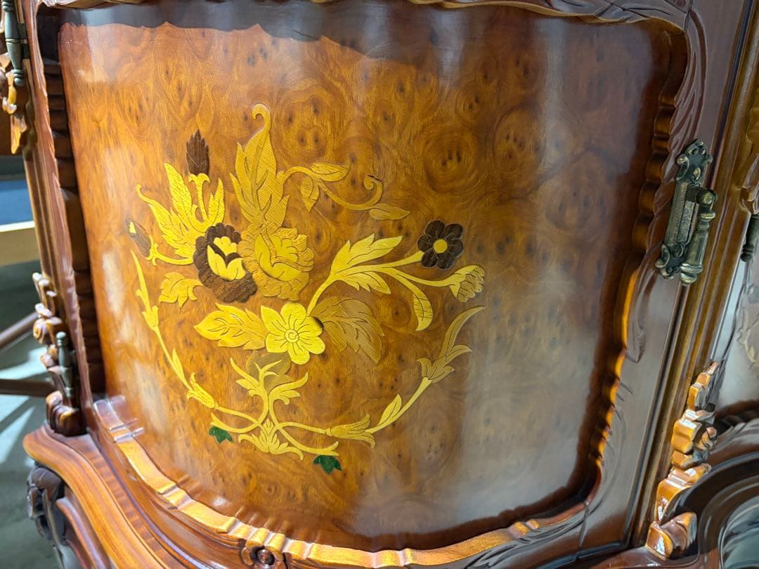 西洋家具 花柄インレイ 木製