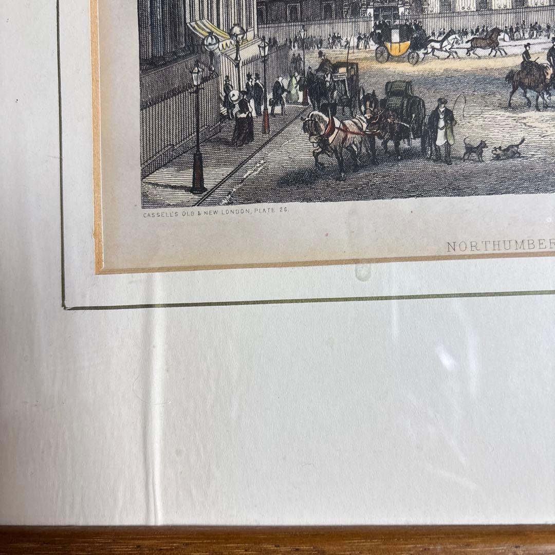 ロンドン ノーサンバーランド・ハウス1885年オリジナル手彩色鋼版画