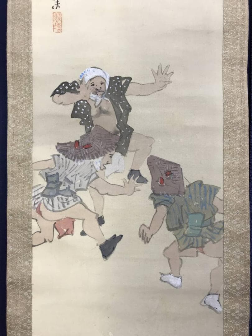 栗渓/盆踊り図/金魚図/双幅/夏の掛軸/掛軸☆宝船☆AH-766