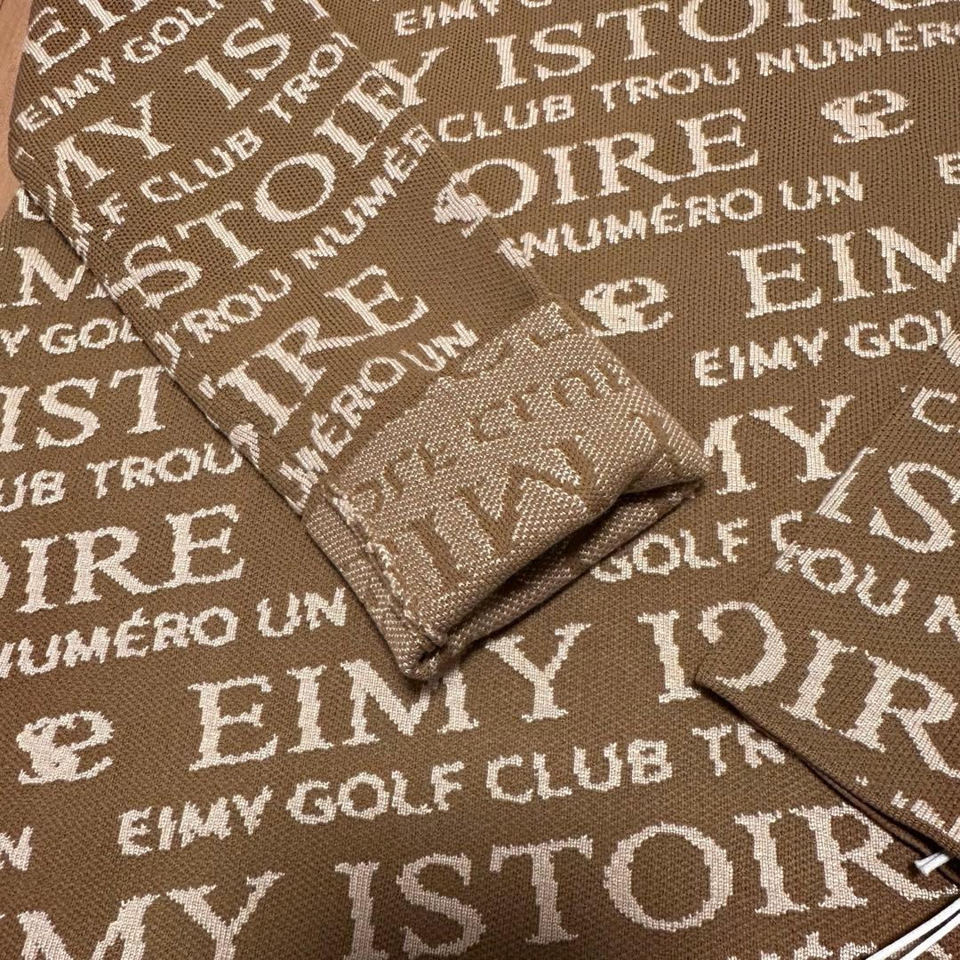 ロゴ　ニット　ワンピース　モックネック　長袖　春秋冬　ベージュ　サイズF 新品