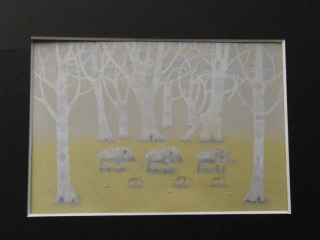 入江酉一郎、【家族】、希少な額装用画集より、新品額装付