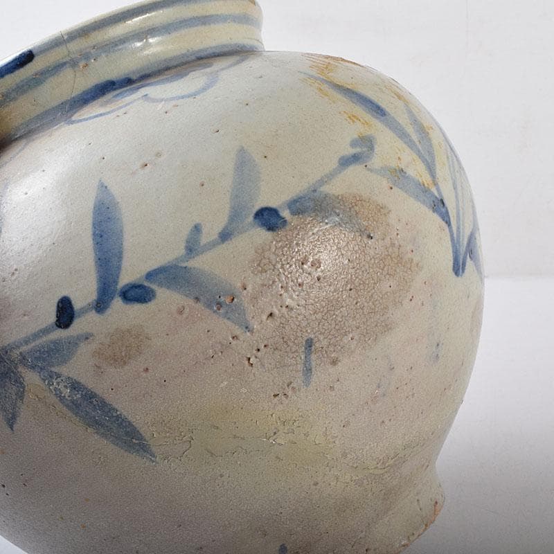 朝鮮美術　李朝　高麗白磁　染付　花文　壺　C　R8057C