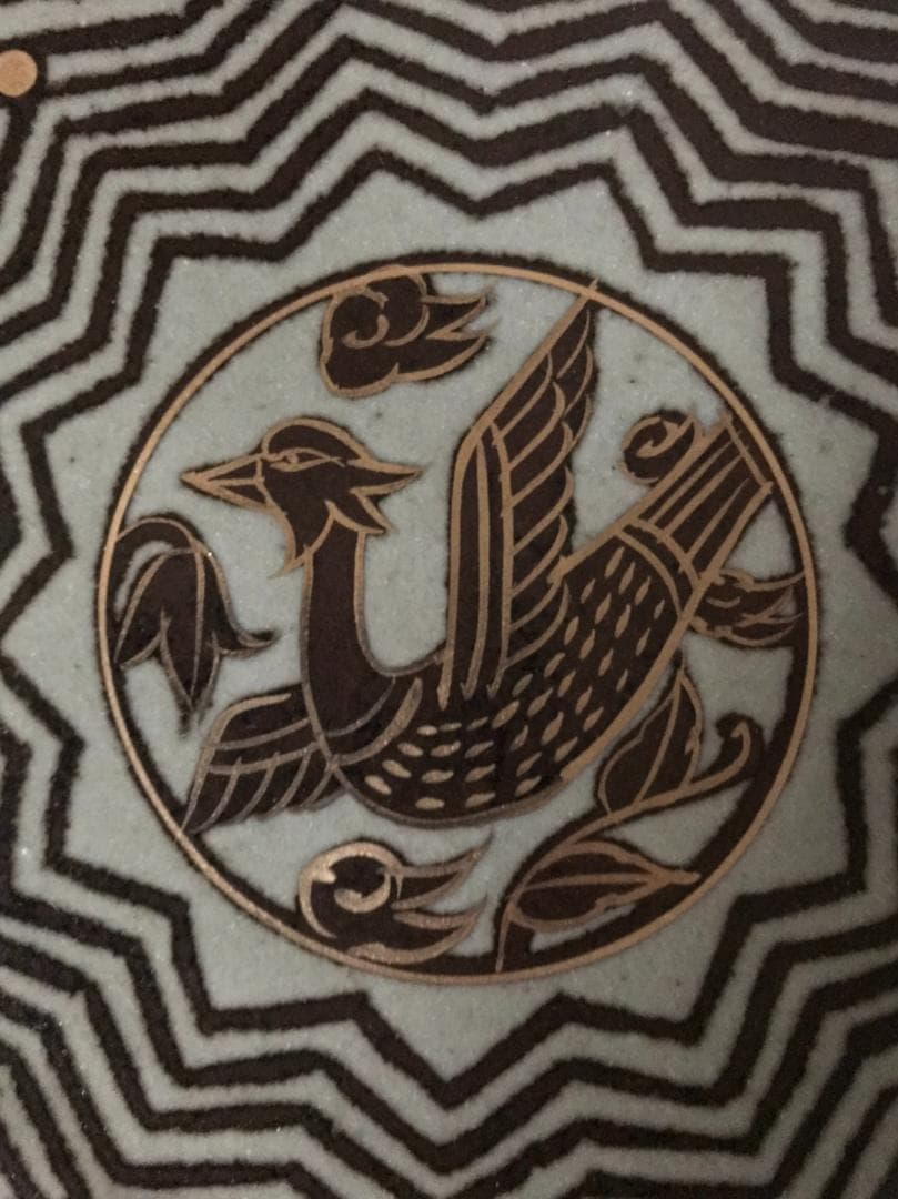 ■ 加藤 卓男　幸兵衛窯（人間国宝） ■　　ペルシャ鉄絵金彩 大皿　箱付き