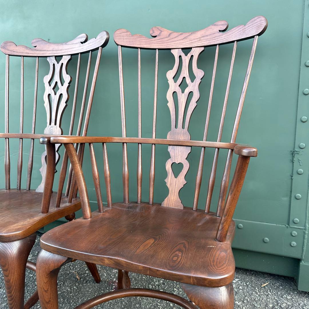 瞬間お値下げ‼️豪邸発掘品‼️木製スピンドルバックチェア アームチェアヴィンテージ
