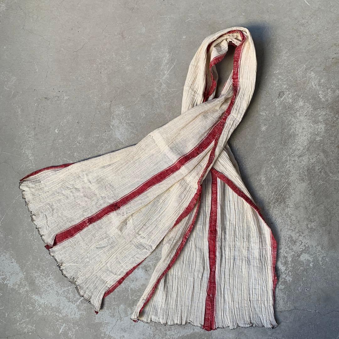 希少　トルコ　antique ショール　タオル　赤ライン