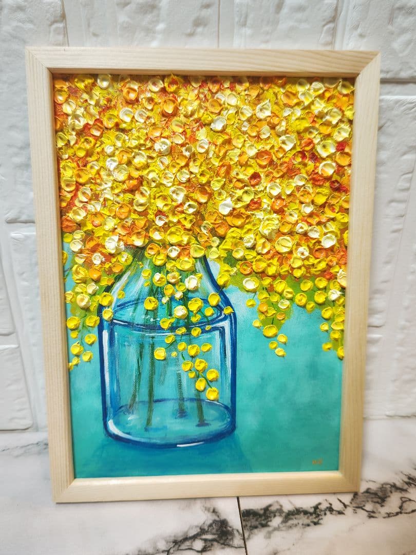 油絵 絵画 フサアカシア【A4】