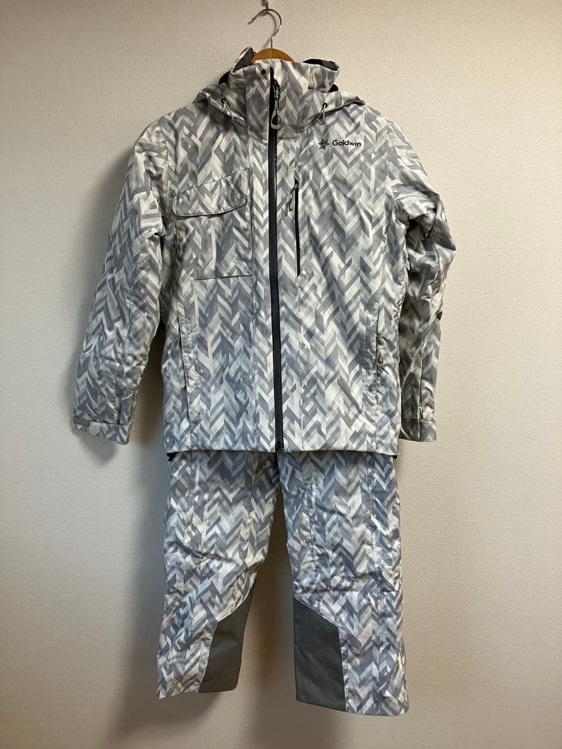 値下げ　Goldwin スキーウェア 上下セット グレー系 ヘリンボーン柄