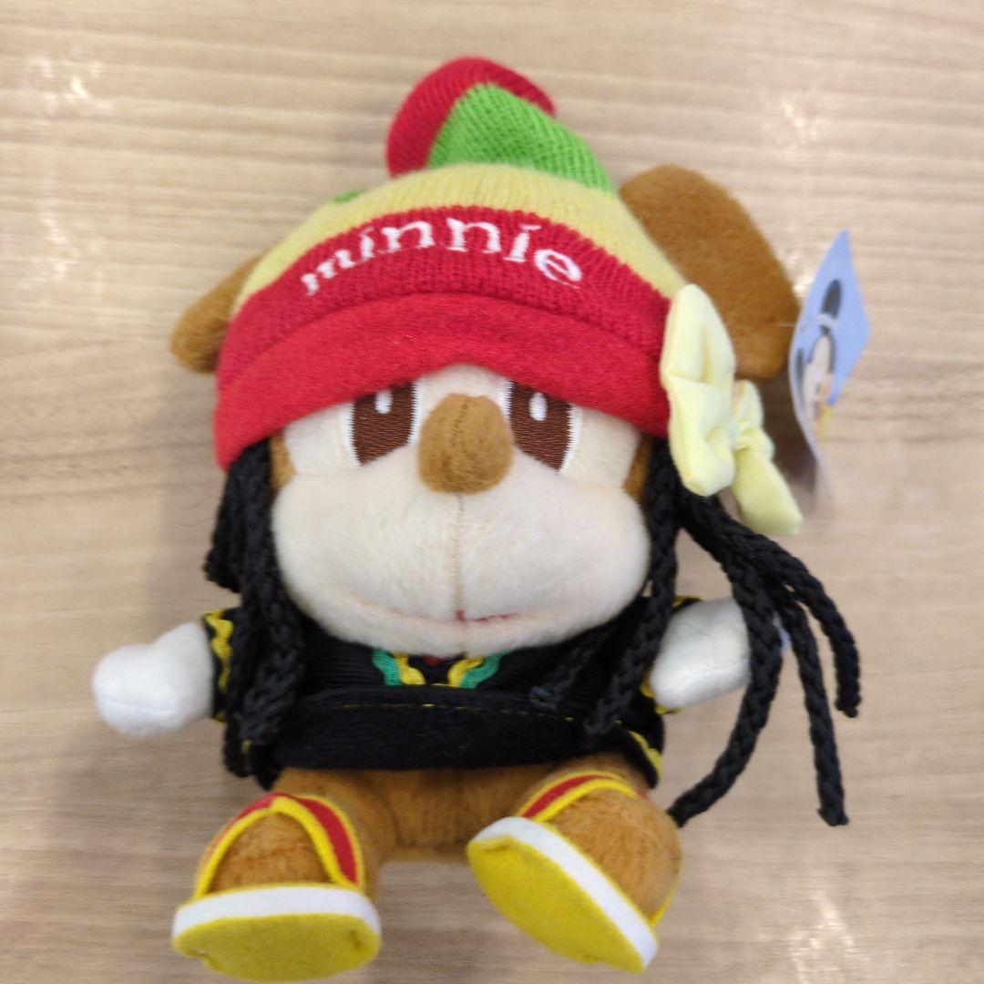 disney ミッキーマウス　ドレッドミニーロゴ帽子着マウス ラスタ風ぬいぐるみ