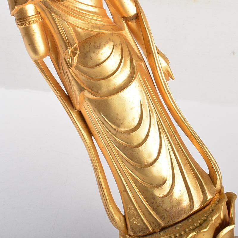 仏教美術　古銅鍍金　観音菩薩像　仏像　置物　重さ約2.8㎏　C　6584