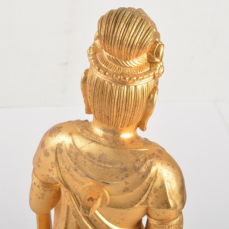 仏教美術　古銅鍍金　観音菩薩像　仏像　置物　重さ約2.8㎏　C　6584