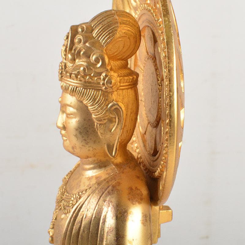 仏教美術　古銅鍍金　観音菩薩像　仏像　置物　重さ約2.8㎏　C　6584
