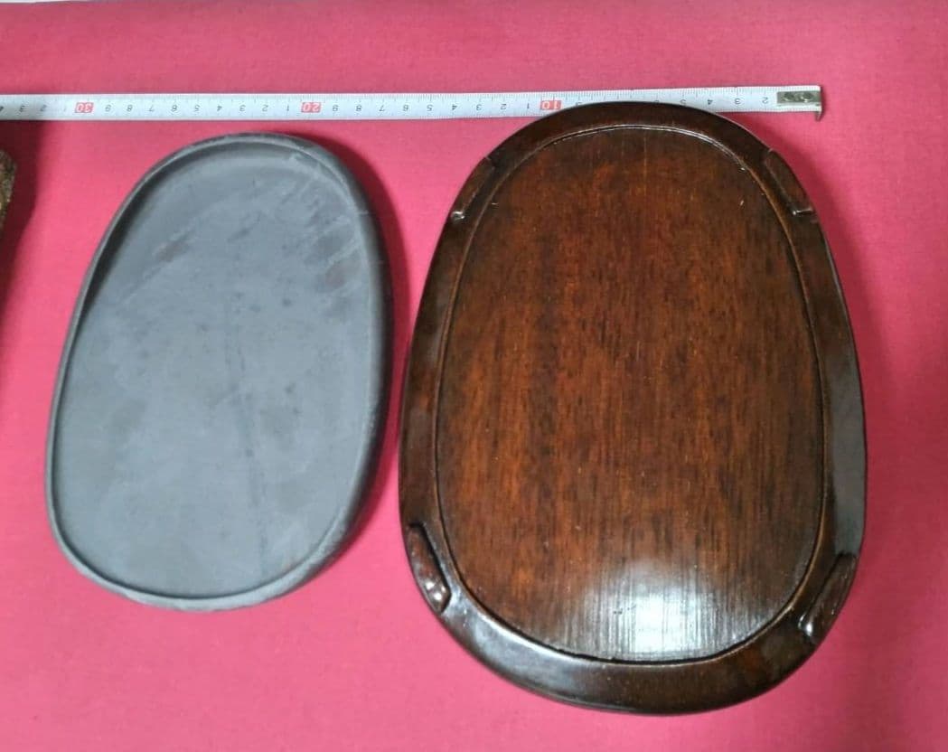 硯　麻子坑楕円硯　中国硯　7吋