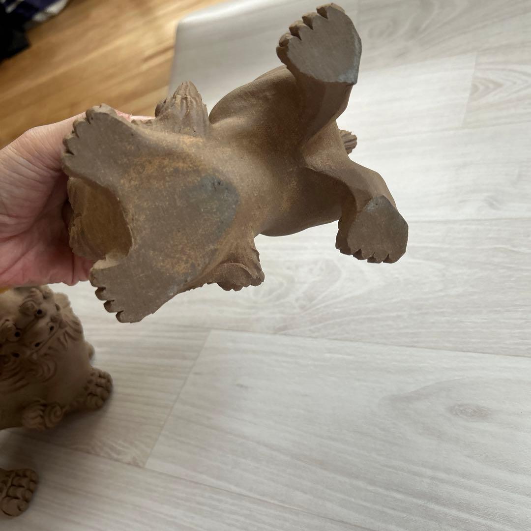 美品　置物、魔除け　沖縄　シーサー　ペア