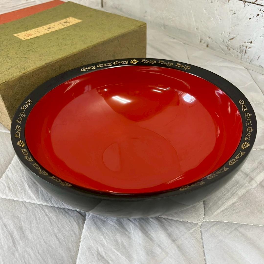 【象彦】 京漆器 花黒 京都 京漆匠 菓子盆 漆塗 漆器 赤黒漆器 A0147