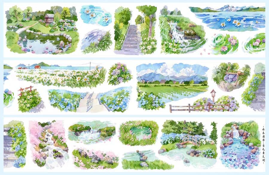 新品まとめ売り☆海外マステ PETテープ 巻き売り 風景・装飾系 10巻セット♡