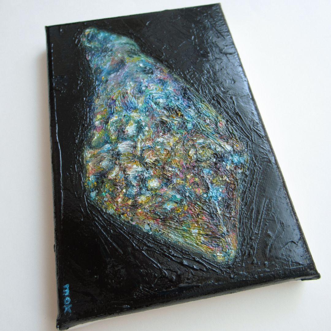 ［匿名で配送］一点もの 水晶 鉱石 宝石 油絵 油彩 絵