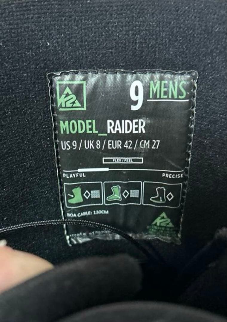 【美品】 K2 ケーツー スノーボードブーツ RAIDER BOA 27cm