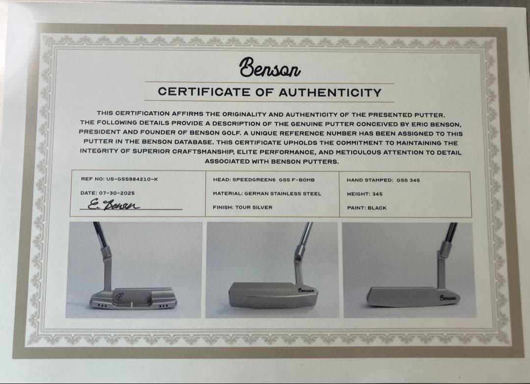 Benson GSS (ジャーマンステンレス)ガレージパターCOA有り中古美品