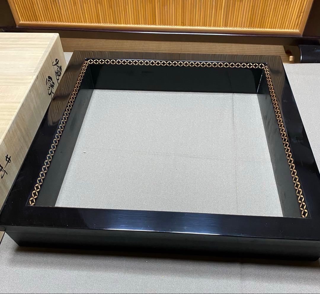 茶道具/炉縁 真塗 面七宝蒔絵 中村宗悦　共箱
