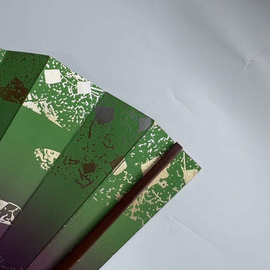 (905)舞扇　7本セット　緑　紫　金銀　煤竹