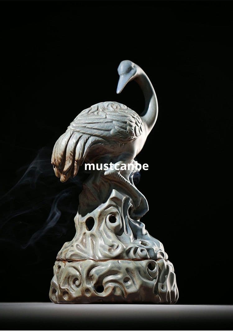 香炉 陶磁器 鶴香炉 室内 書斎 茶室禅香り炉 装飾品 工芸品 置物