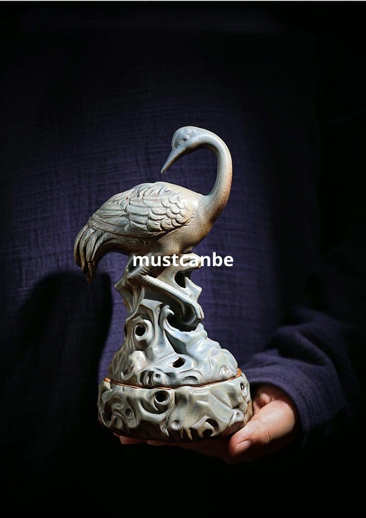 香炉 陶磁器 鶴香炉 室内 書斎 茶室禅香り炉 装飾品 工芸品 置物