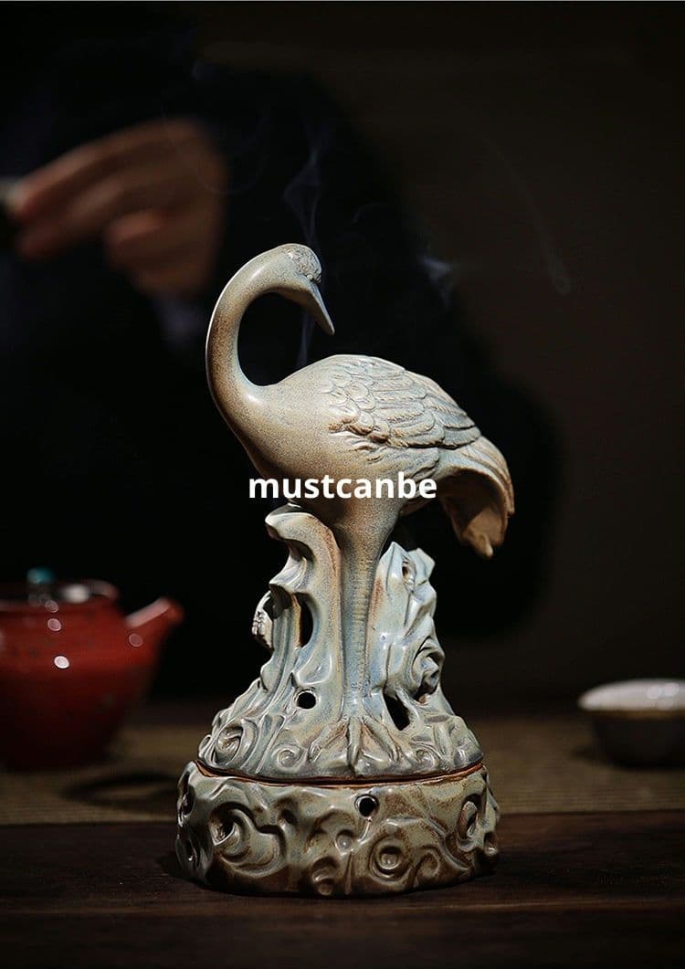 香炉 陶磁器 鶴香炉 室内 書斎 茶室禅香り炉 装飾品 工芸品 置物