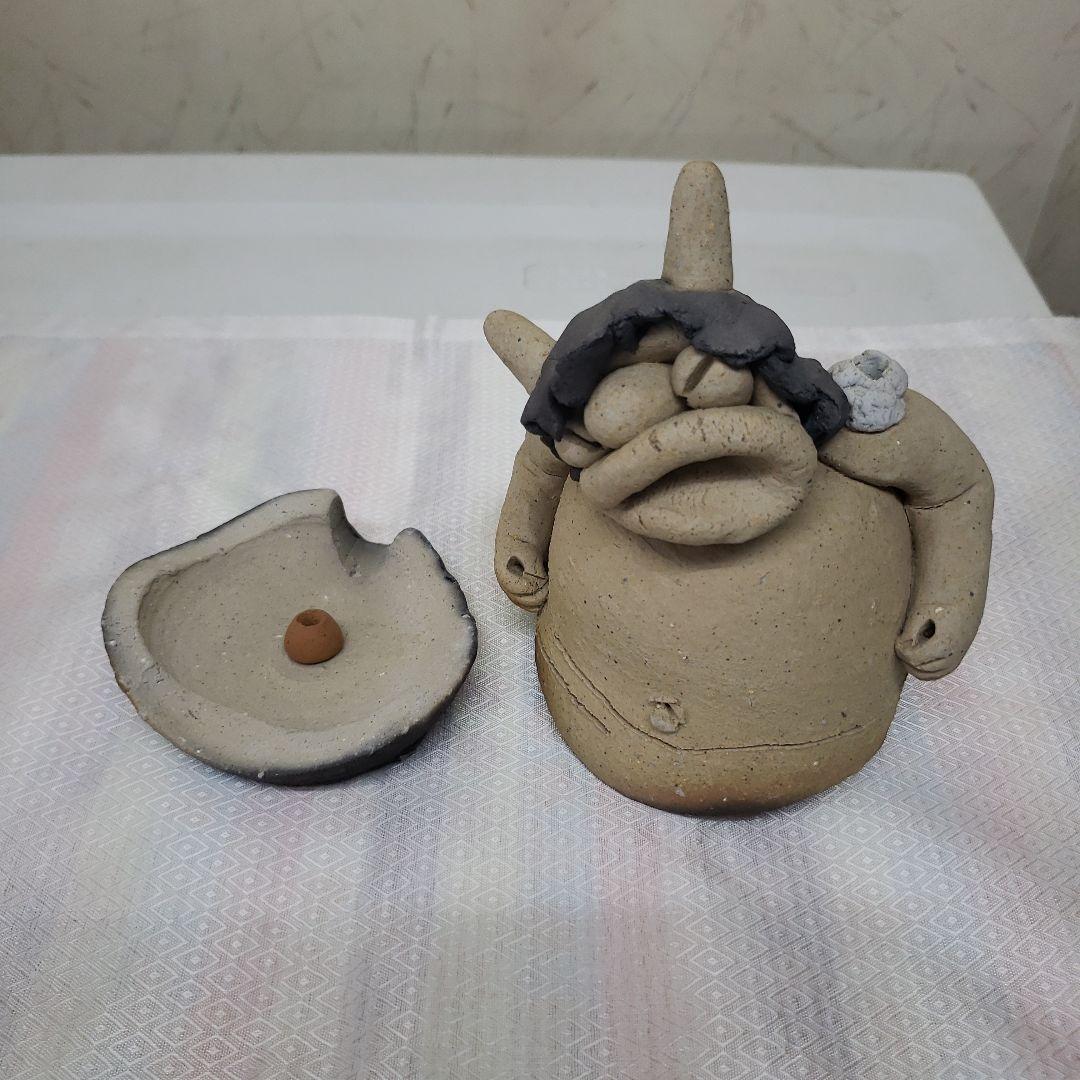 Ｂフライデー　蔵出し特価　ユニークな陶器製　お灸鬼像　香呂　作家物