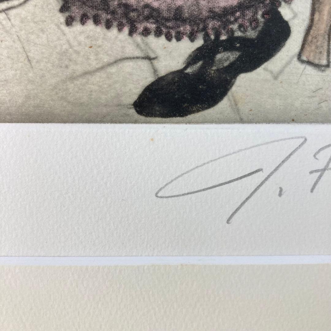 【真作保証】フジ子・ヘミング「「道ばたの椅子」銅版画 直筆サイン 版画