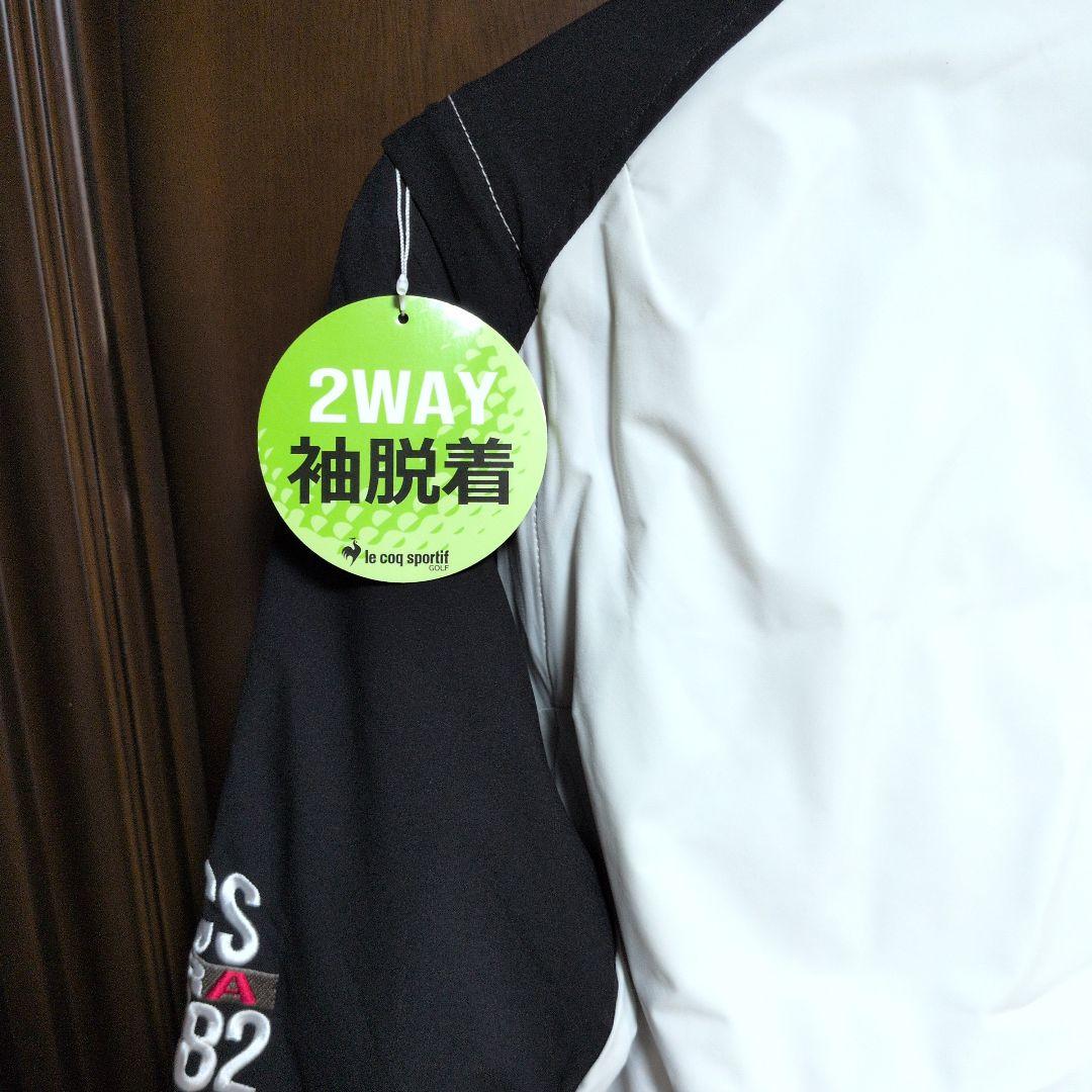 ルコックゴルフ:メンズ:Lサイズ:中綿2WAYブルゾン:　ゴルフウェア:白/青